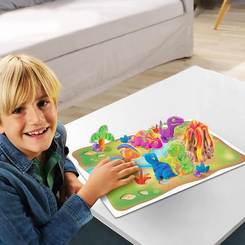 Cra-Z-Art Dino Fluorescent Modelling Clay - Φωσφορίζουσα Πλαστελίνη με Ηφαίστειο & Καλούπια Δεινοσαύρων - 3+ Ετών Lexibook  CRDOUGH11