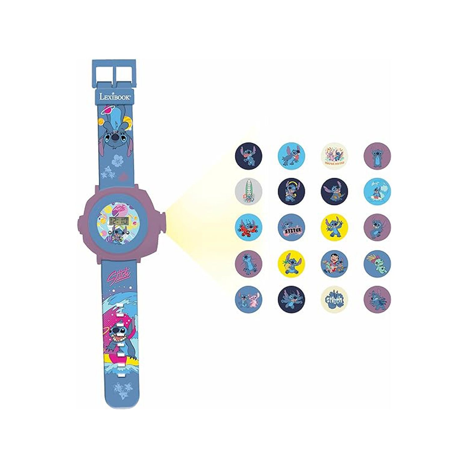 Ψηφιακό Ρολόϊ Προτζέκτορας Με 20 Εικόνες Disney Stitch Lexibook DMW050D