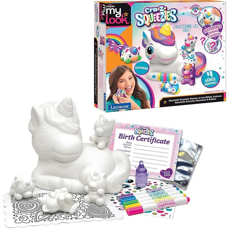Cra-Z-Art Squeezie Surprise Mom and Baby Animals CRSS6 - Δημιουργικό Παιχνίδι με Μονόκερο & Μωρά - 6+ Ετών Lexibook CRSS6