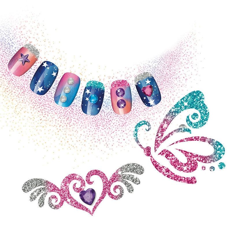 Cra-Z-Art My Look Sparkling Glitter Tattoo & Nails - Σετ Nail Art και Body Tattoos με Glitter (8+ Ετών) Lexibook CRSS16