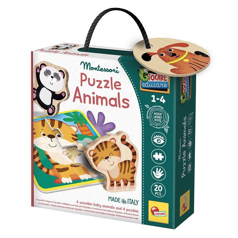 Montessori Baby Wood Puzzle Animals Lisciani - Ξύλινο Παζλ Ζώων Μαμά & Μωρό 1-4 Ετών 96848