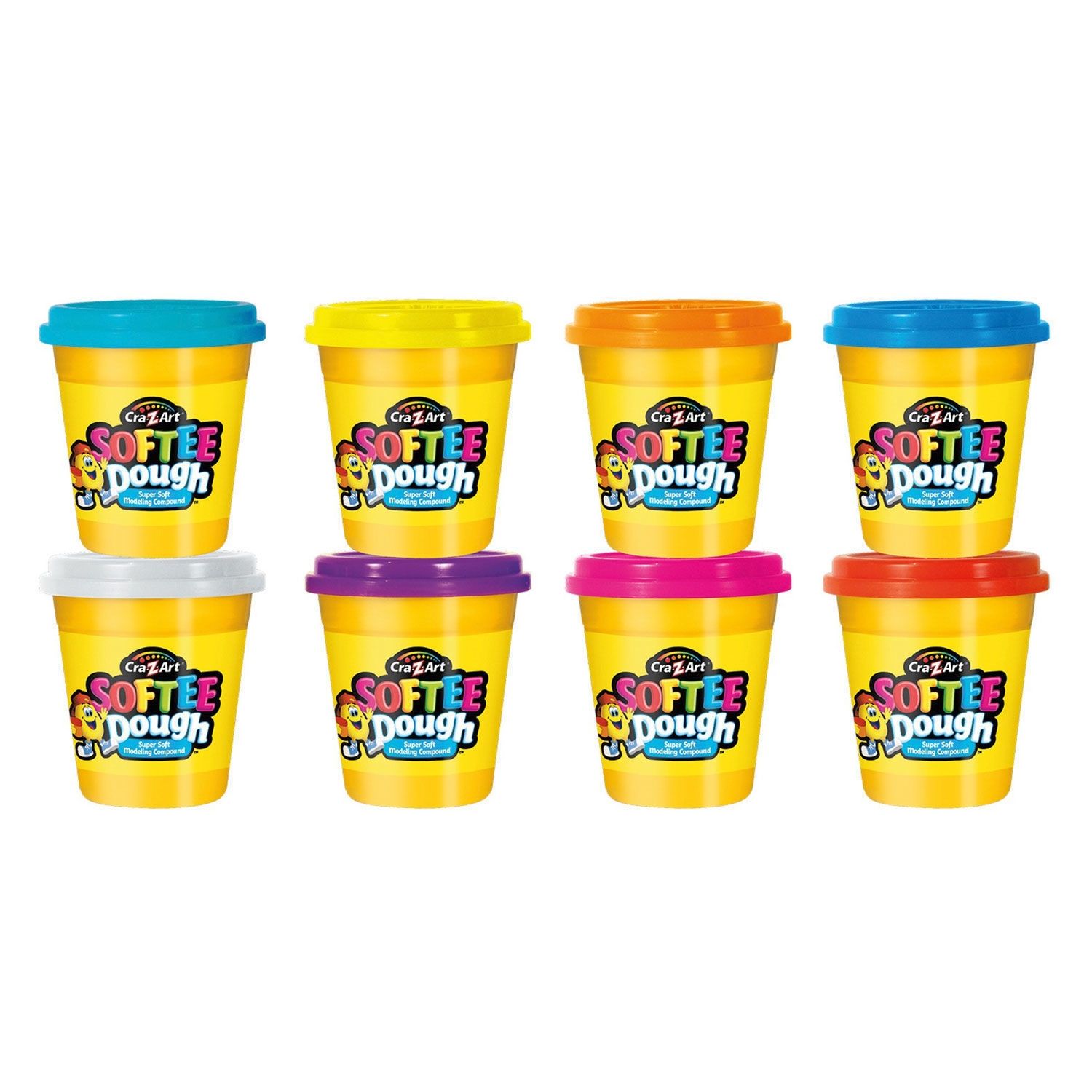 Cra-Z-Art Softee Dough - 8 Δοχεία Μαλακής Πλαστελίνης x 113g - Ζωηρά Χρώματα - 2+ Ετών Lexibook CRDOUGH1
