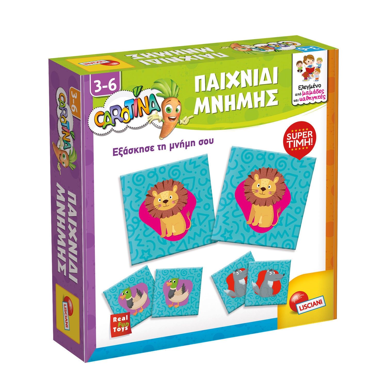 Παιχνίδι Μνήμης Lisciani - Εκπαιδευτικό Memory Game με Ζώα για Παιδιά 3-6 Ετών Carotina 109401