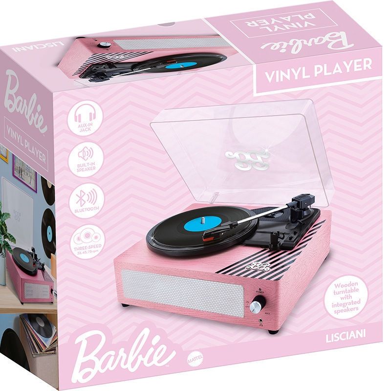 Barbie Πικάπ Βινυλίου 3 Ταχυτήτων με Bluetooth Ενσωματωμένο Ηχείο Ροζ Retro Design 12+ Ετών Lisciani 113637