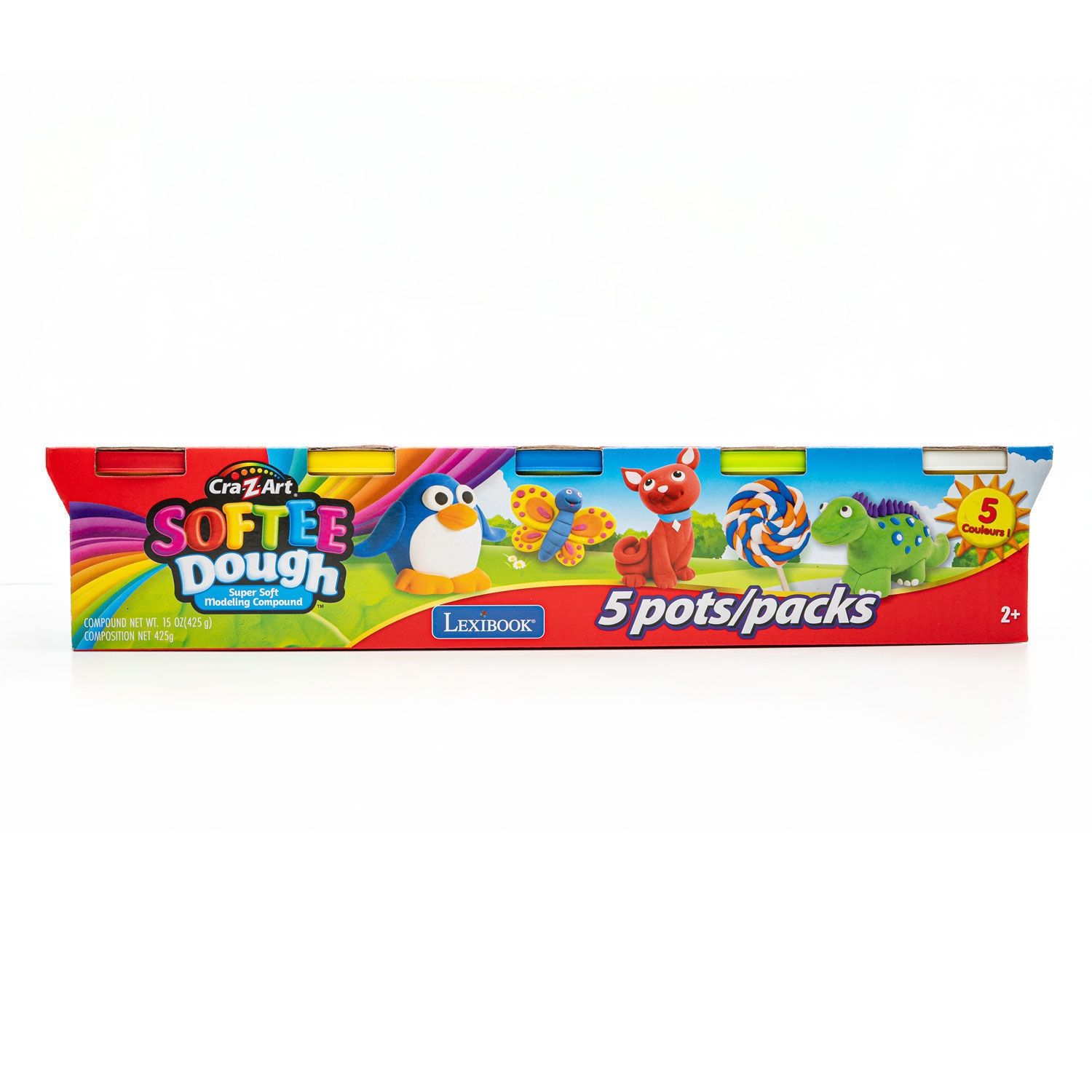 Cra-Z-Art Softee Dough - 5 Δοχεία Μαλακής Πλαστελίνης x 85g - Κλασικά Χρώματα - 2+ Ετών Lexibook CRDOUGH2