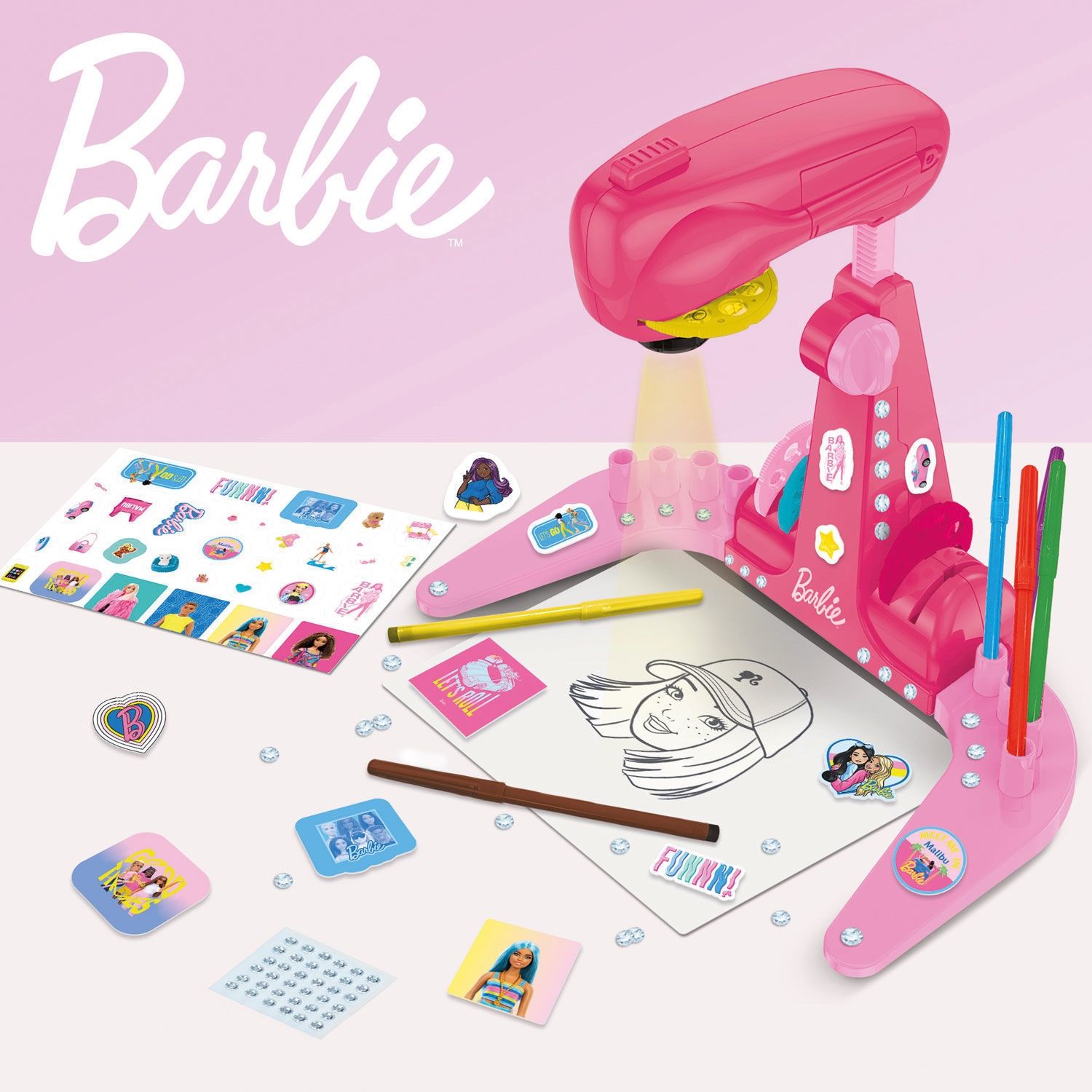 Barbie Σχολή Ζωγραφικής με Προτζέκτορα LED 32 Εικόνες για Παιδιά 5+ Ετών Lisciani 114078