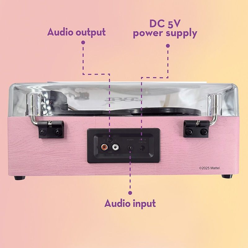Barbie Πικάπ Βινυλίου 3 Ταχυτήτων με Bluetooth Ενσωματωμένο Ηχείο Ροζ Retro Design 12+ Ετών Lisciani 113637